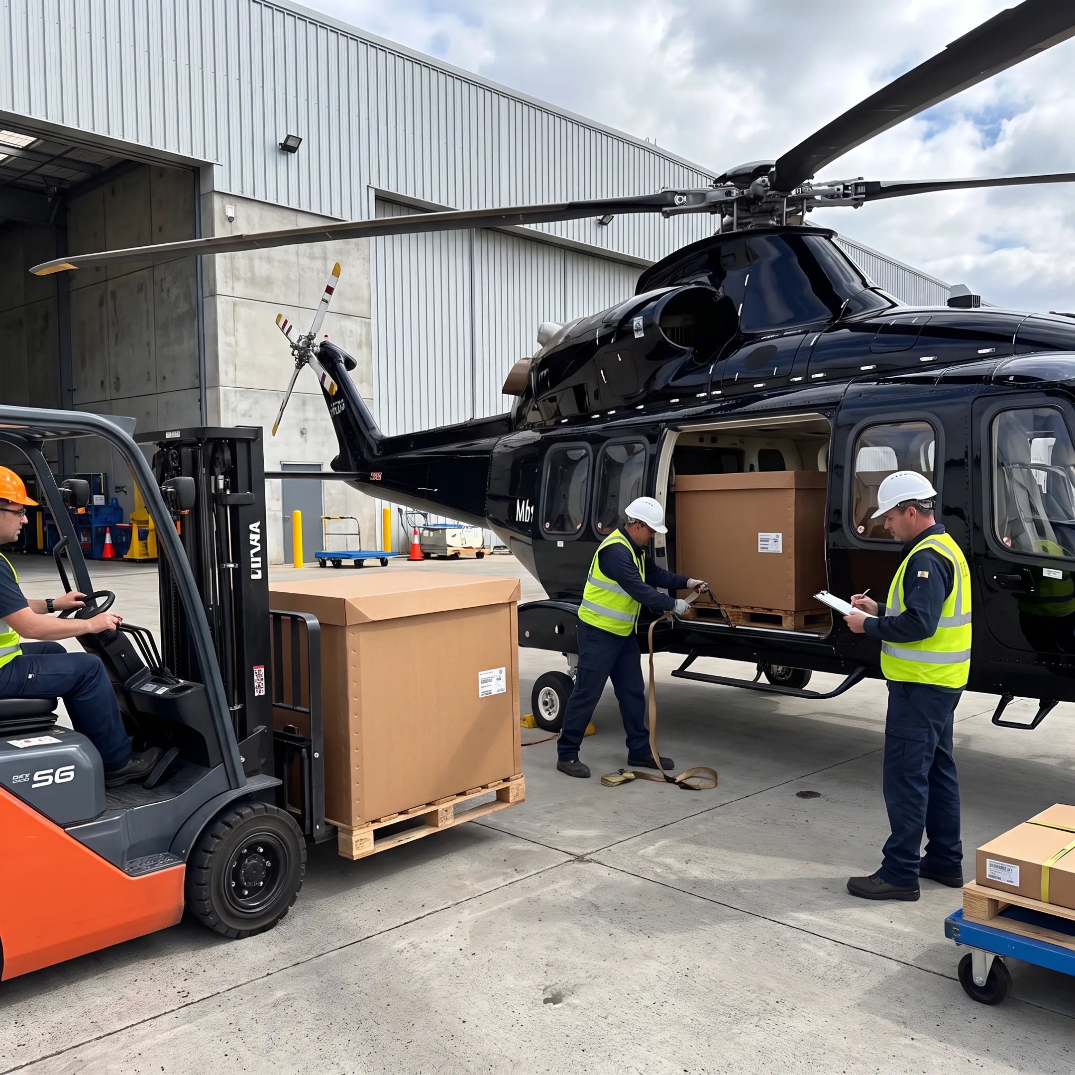 Helicopter transporting time-critical cargo for regional delivery
