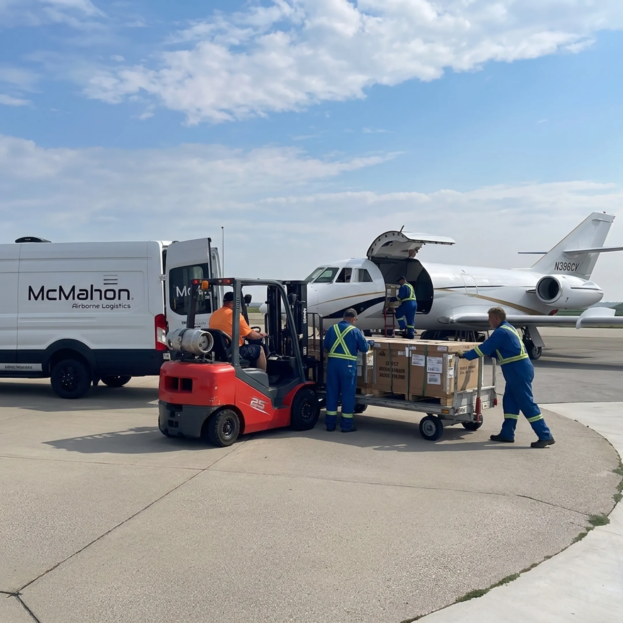 Air charter aircraft transporting automotive parts for an OEM supply chain