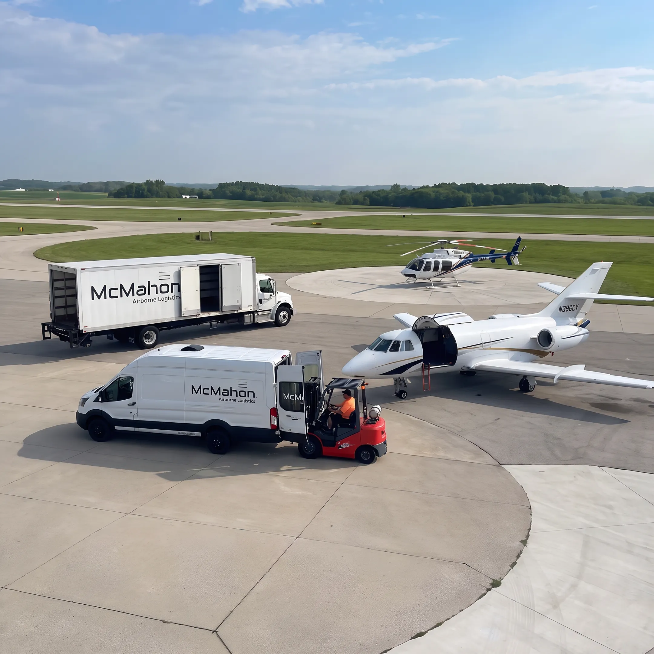 Cargo aircraft, helicopter, and expedited truck supporting hybrid freight delivery