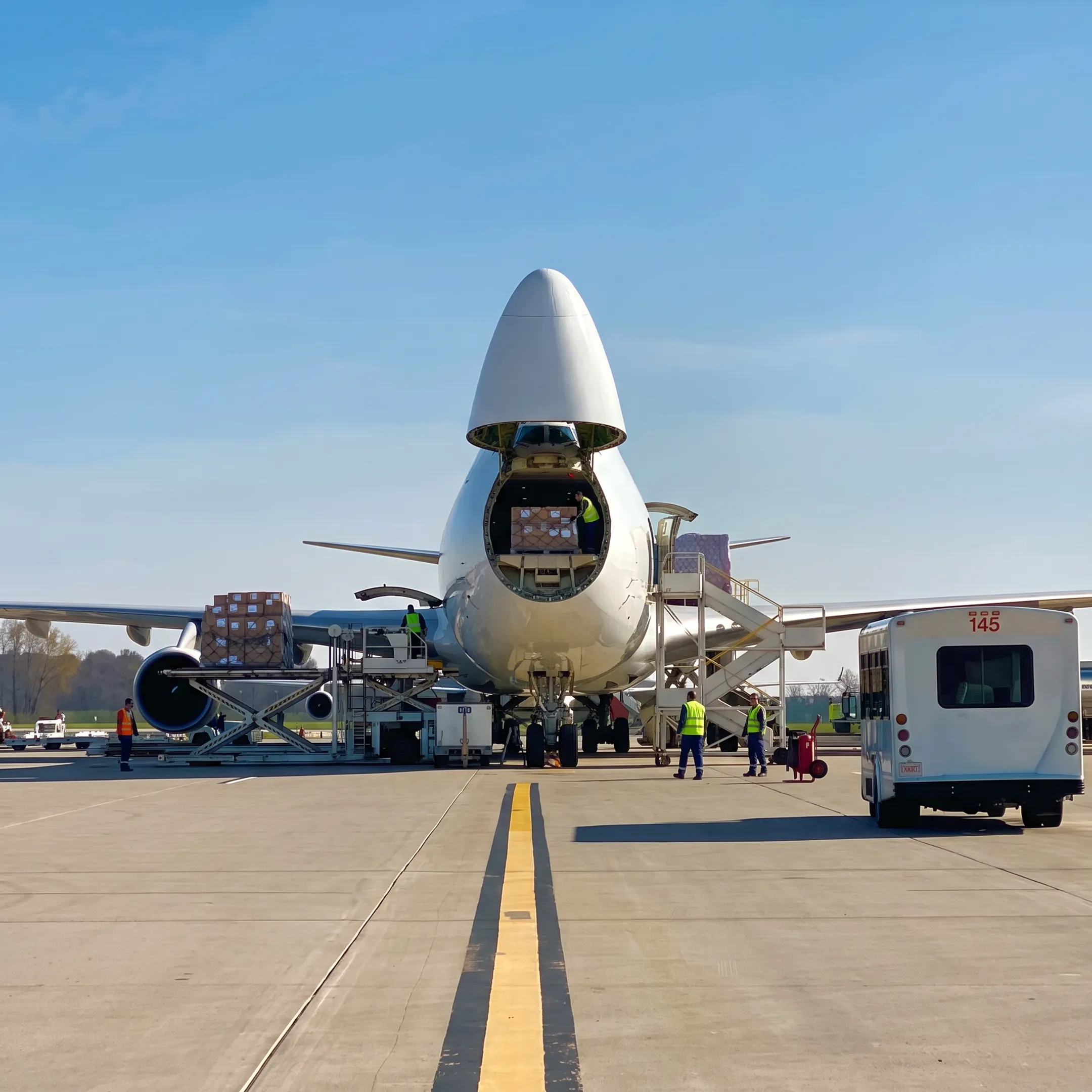 Cargo aircraft prepared for domestic air charter shipment