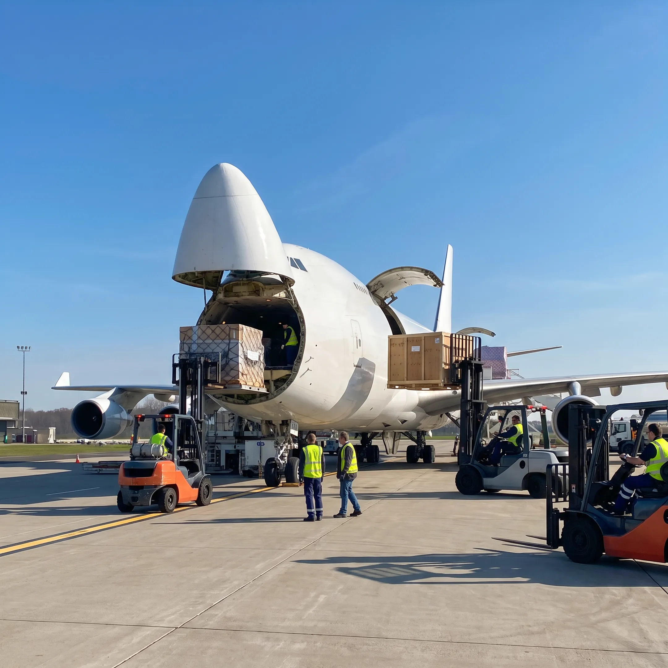 Heavy cargo aircraft loading oversized freight
