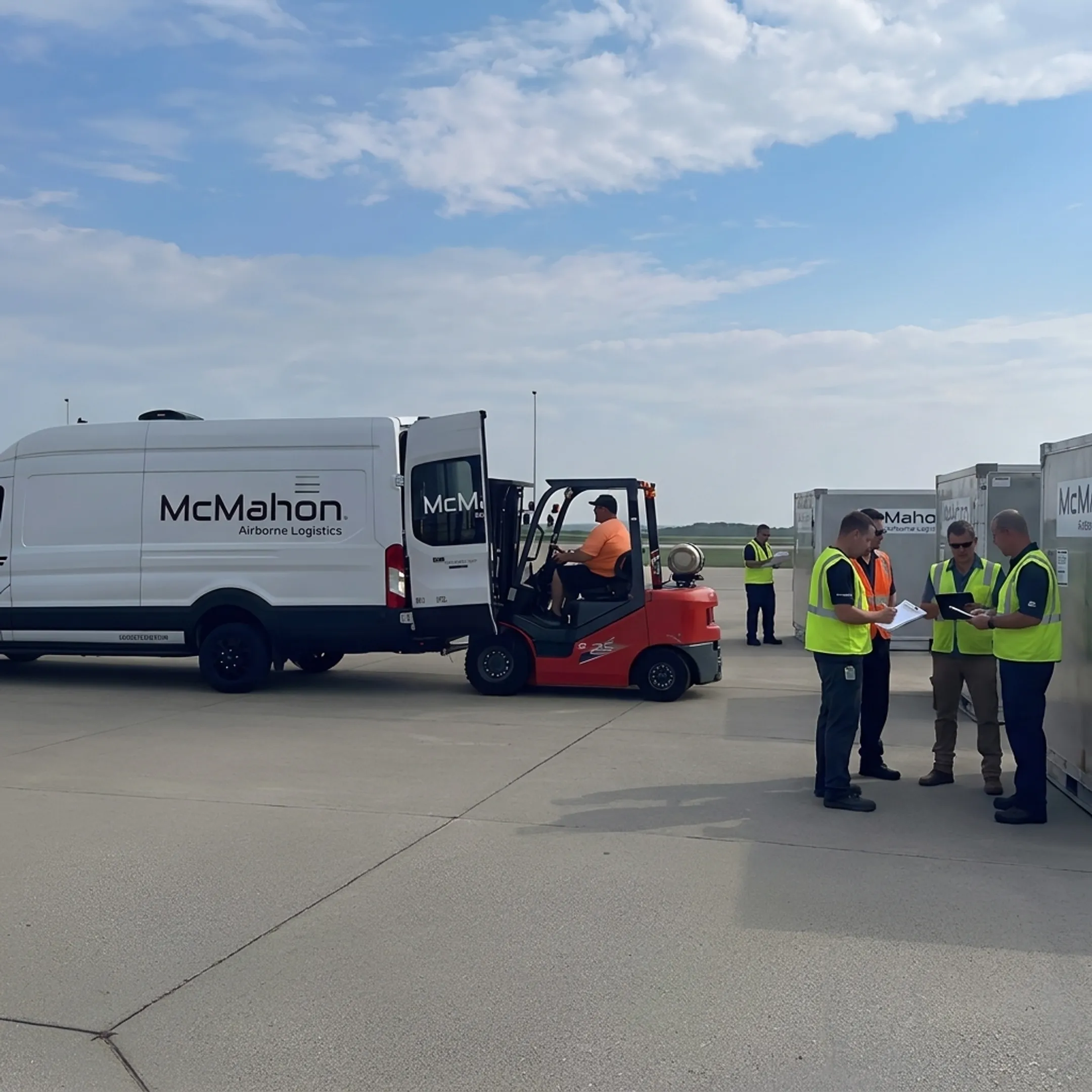 Logistics professionals coordinating urgent air freight