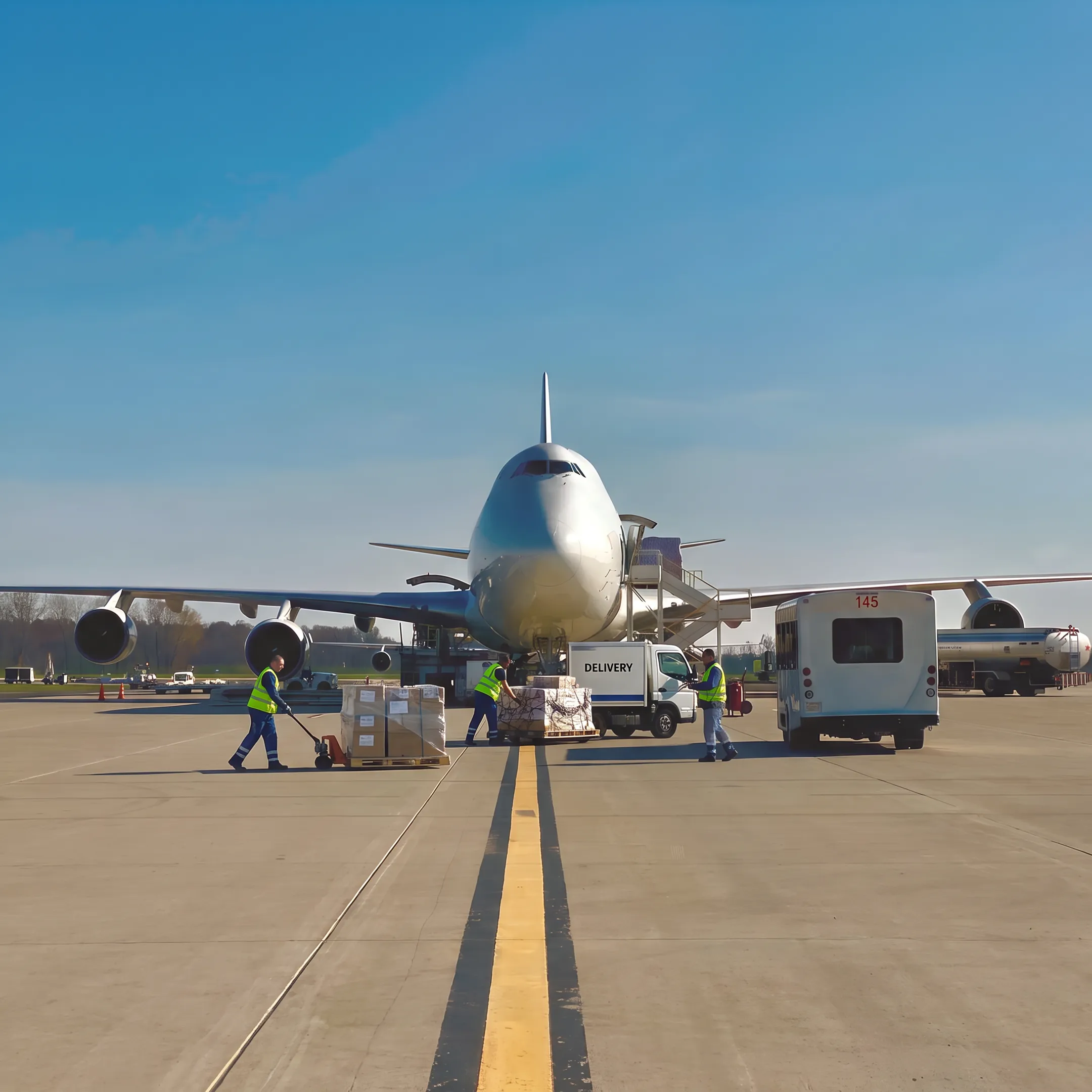 Air cargo charter aircraft prepared for Midwest freight delivery
