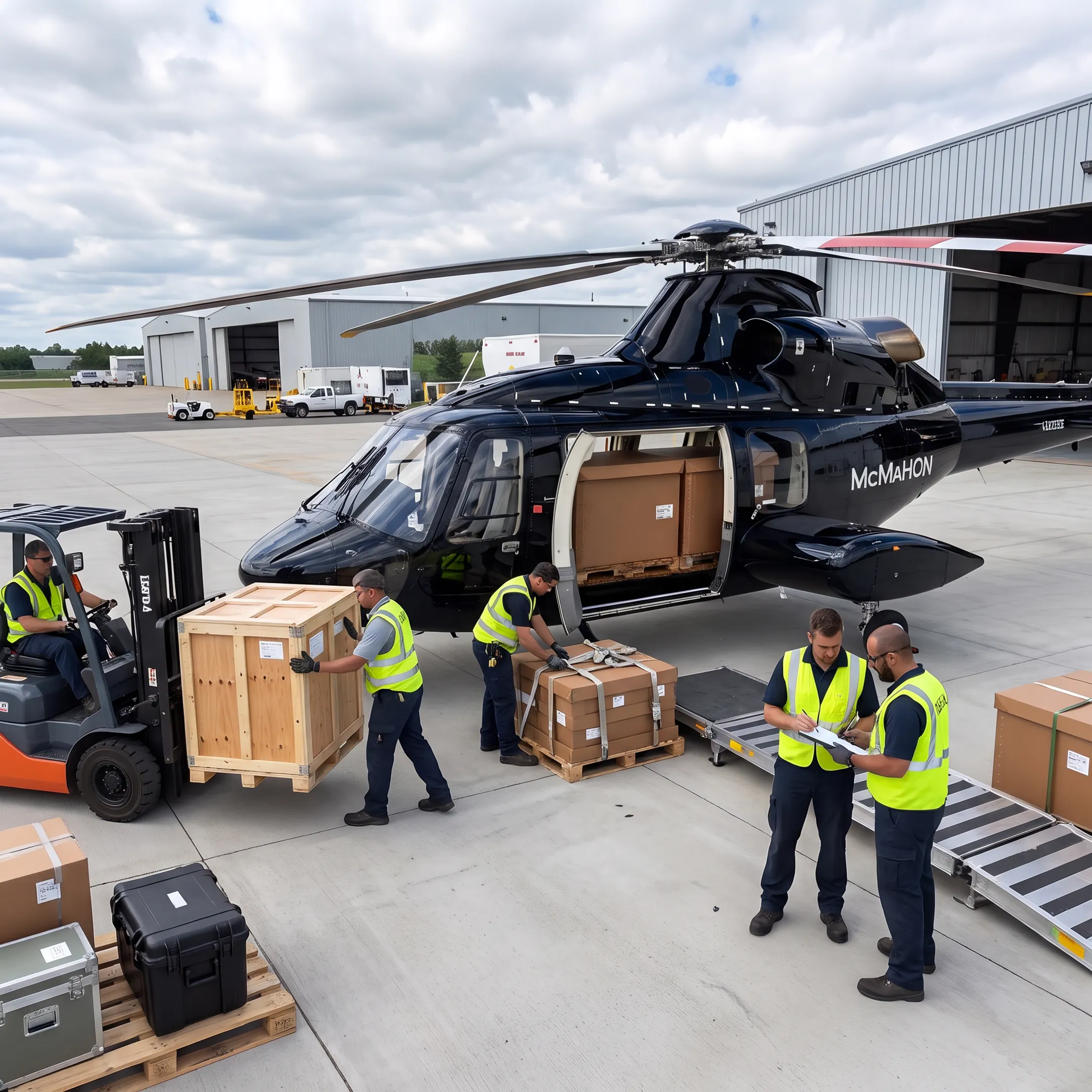Helicopter transporting time-critical cargo near Chicago
