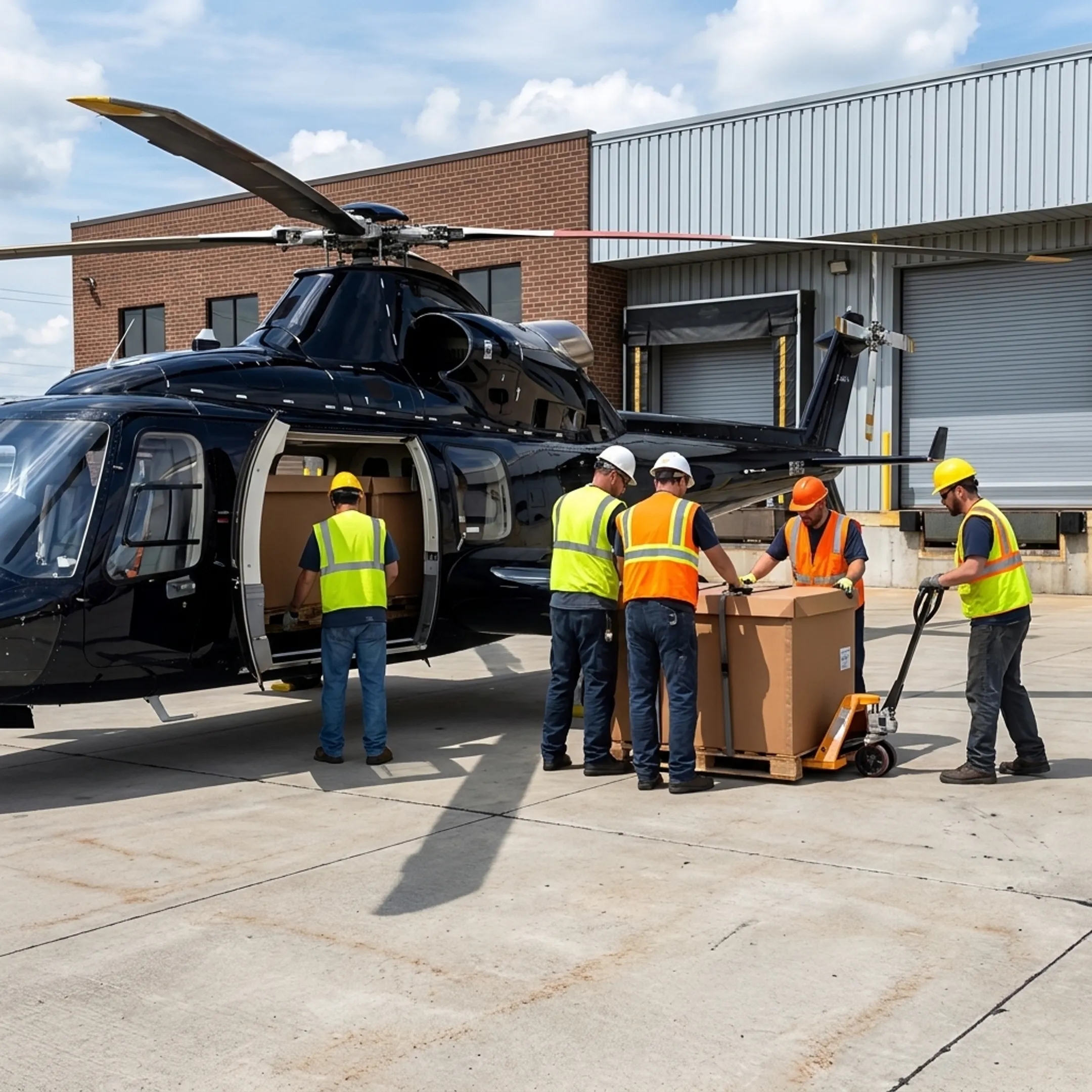 Cargo helicopter supporting plant-to-plant manufacturing delivery