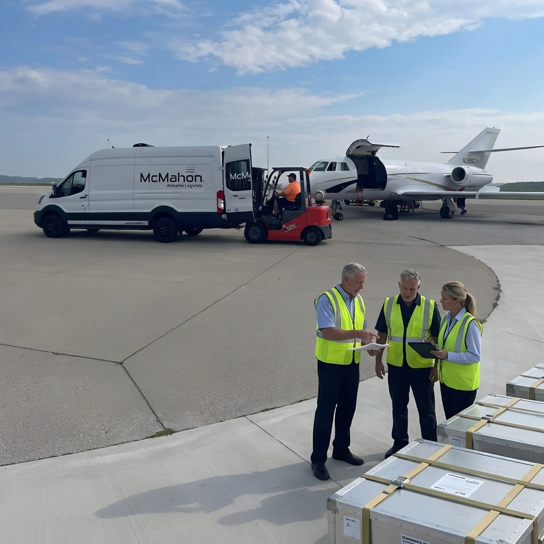 Logistics team coordinating emergency air cargo