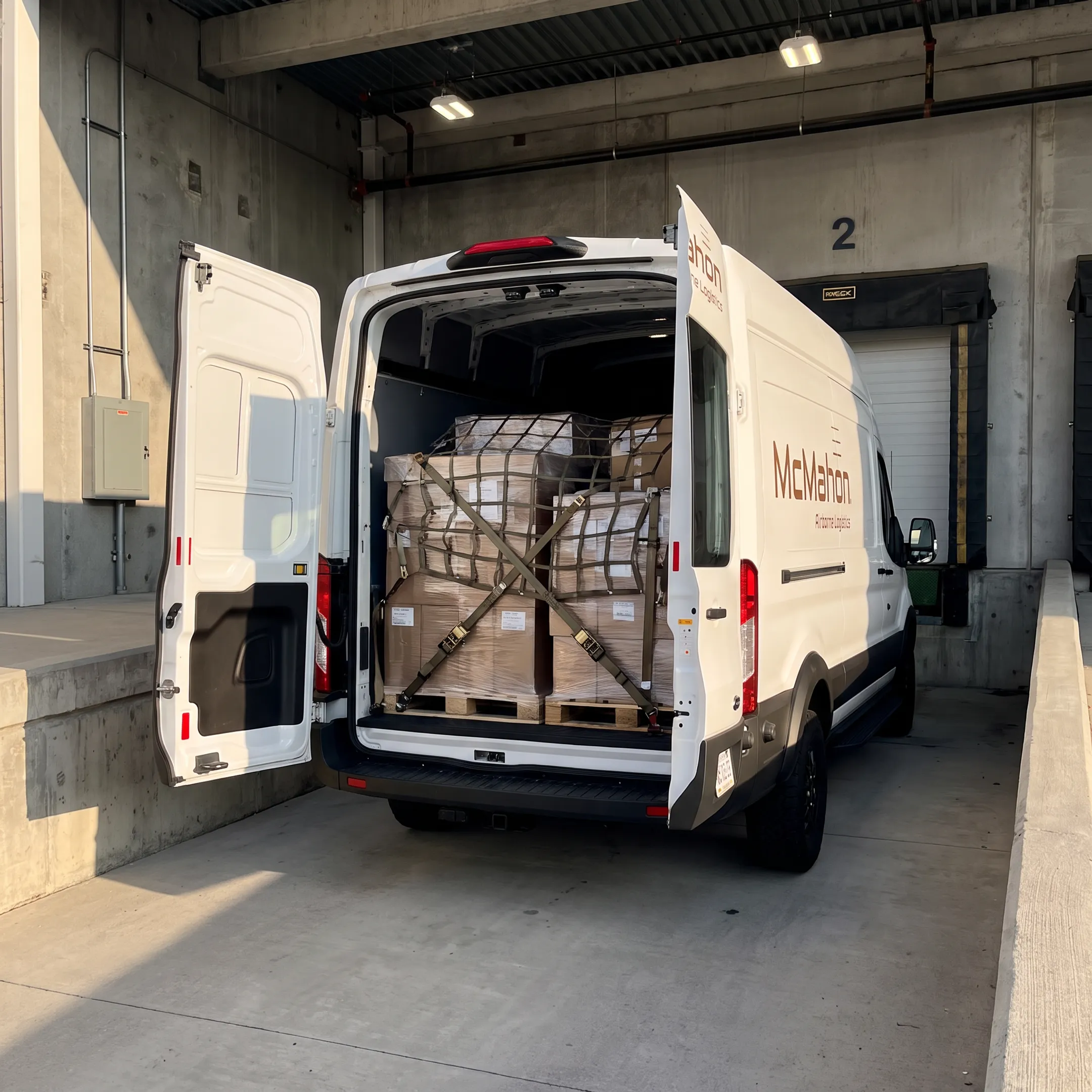 Box truck carrying a secured medium-sized freight shipment
