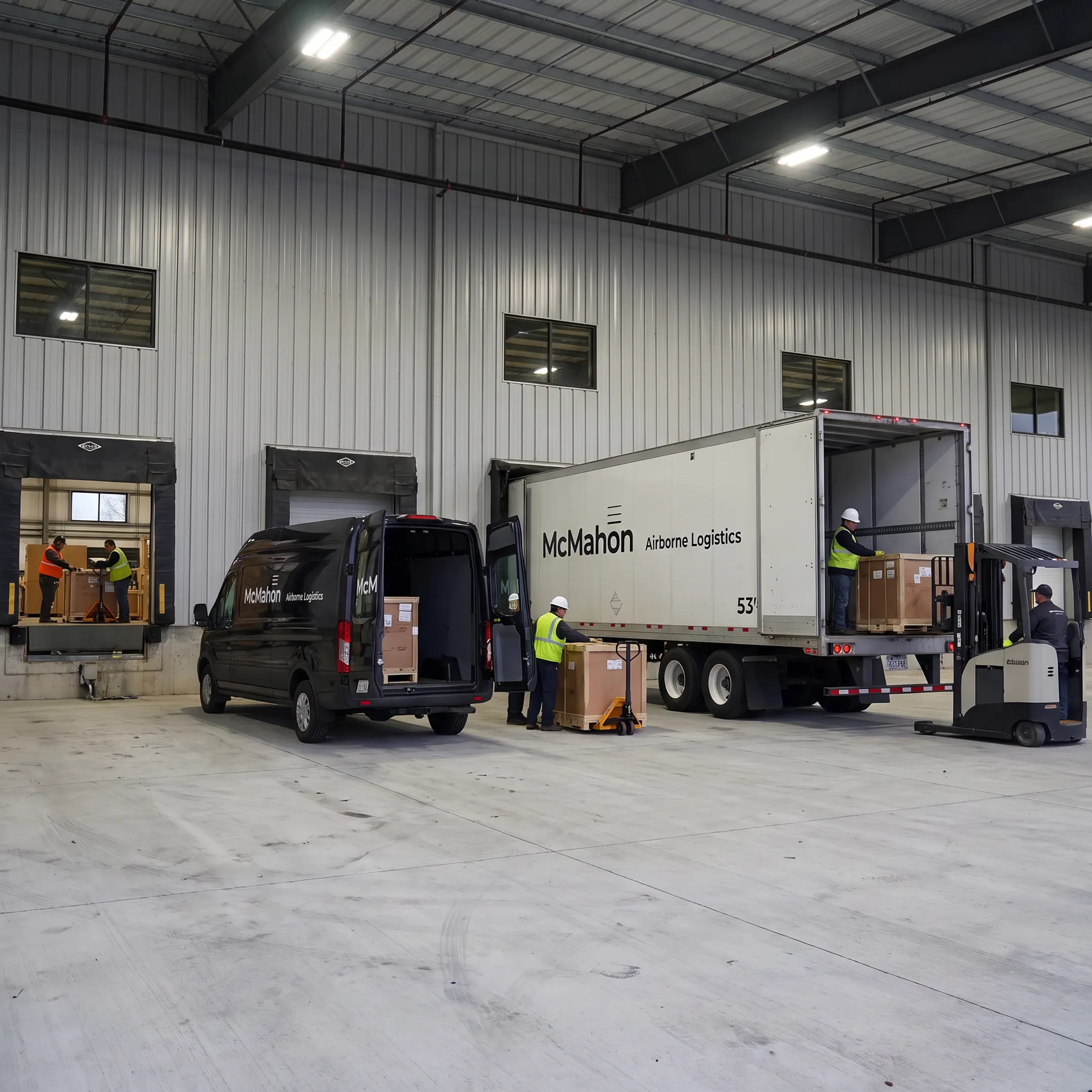 Expedite freight truck carrying urgent business cargo