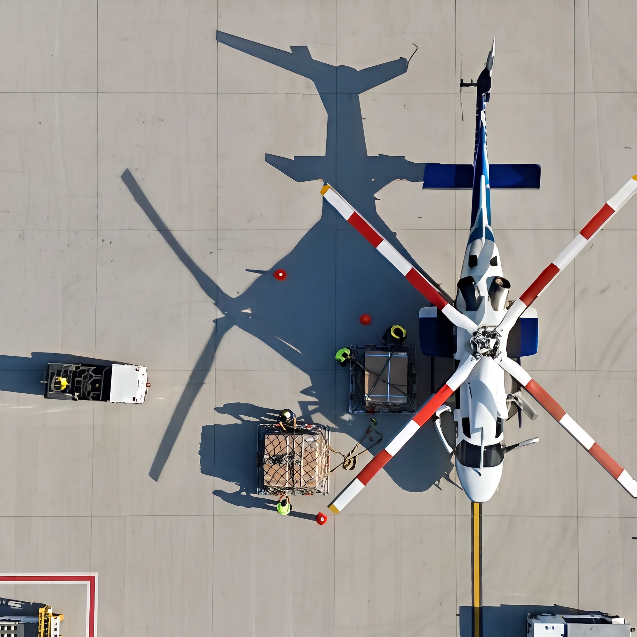 Helicopter carrying secured cargo for cross-border freight delivery