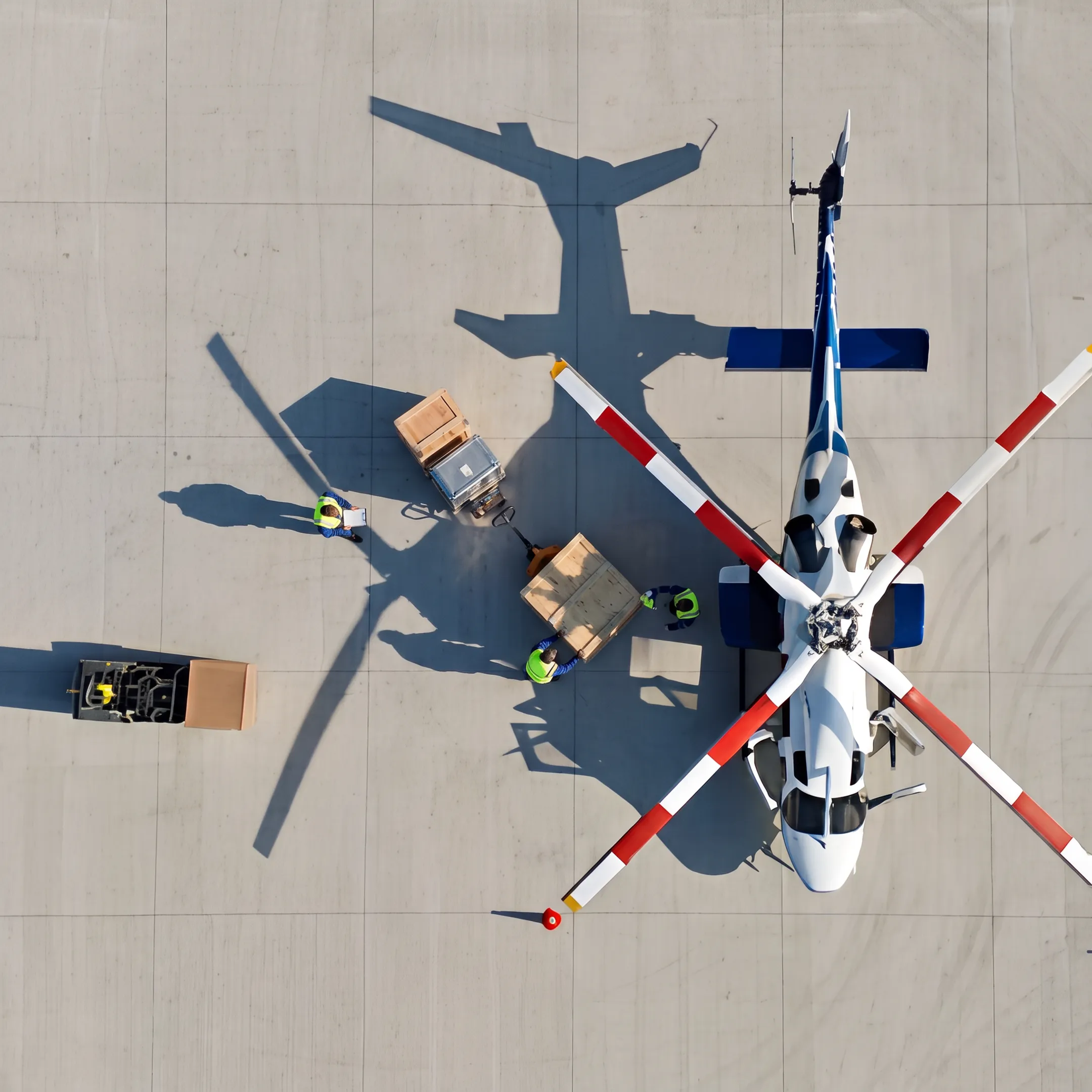 Helicopter transporting cargo for a time-critical shipment