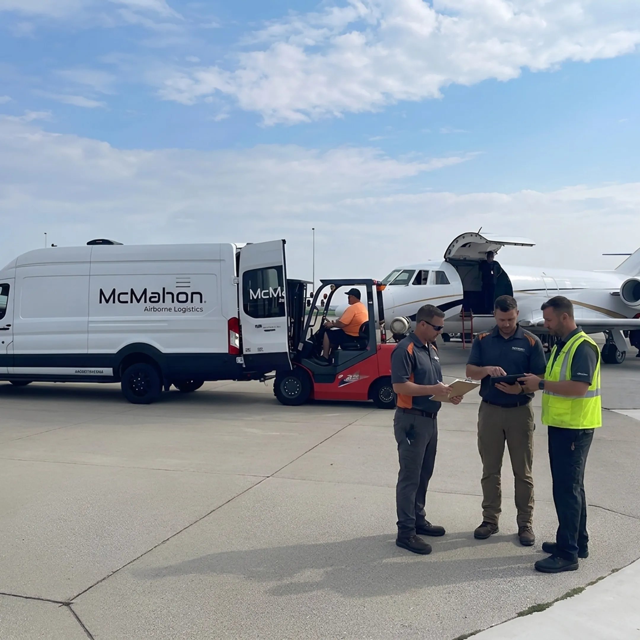 Logistics team coordinating urgent air cargo shipment