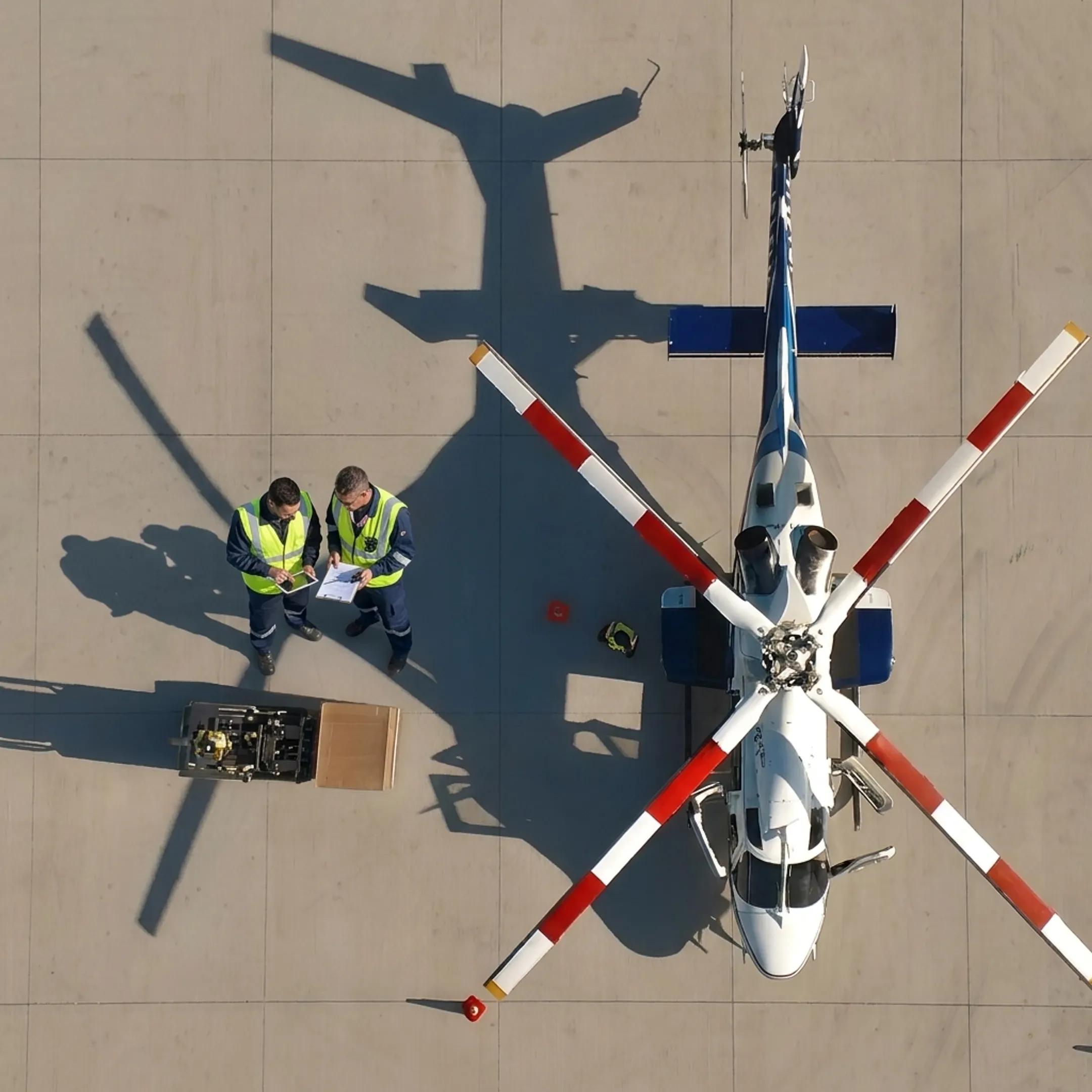 Airborne logistics team coordinating helicopter cargo