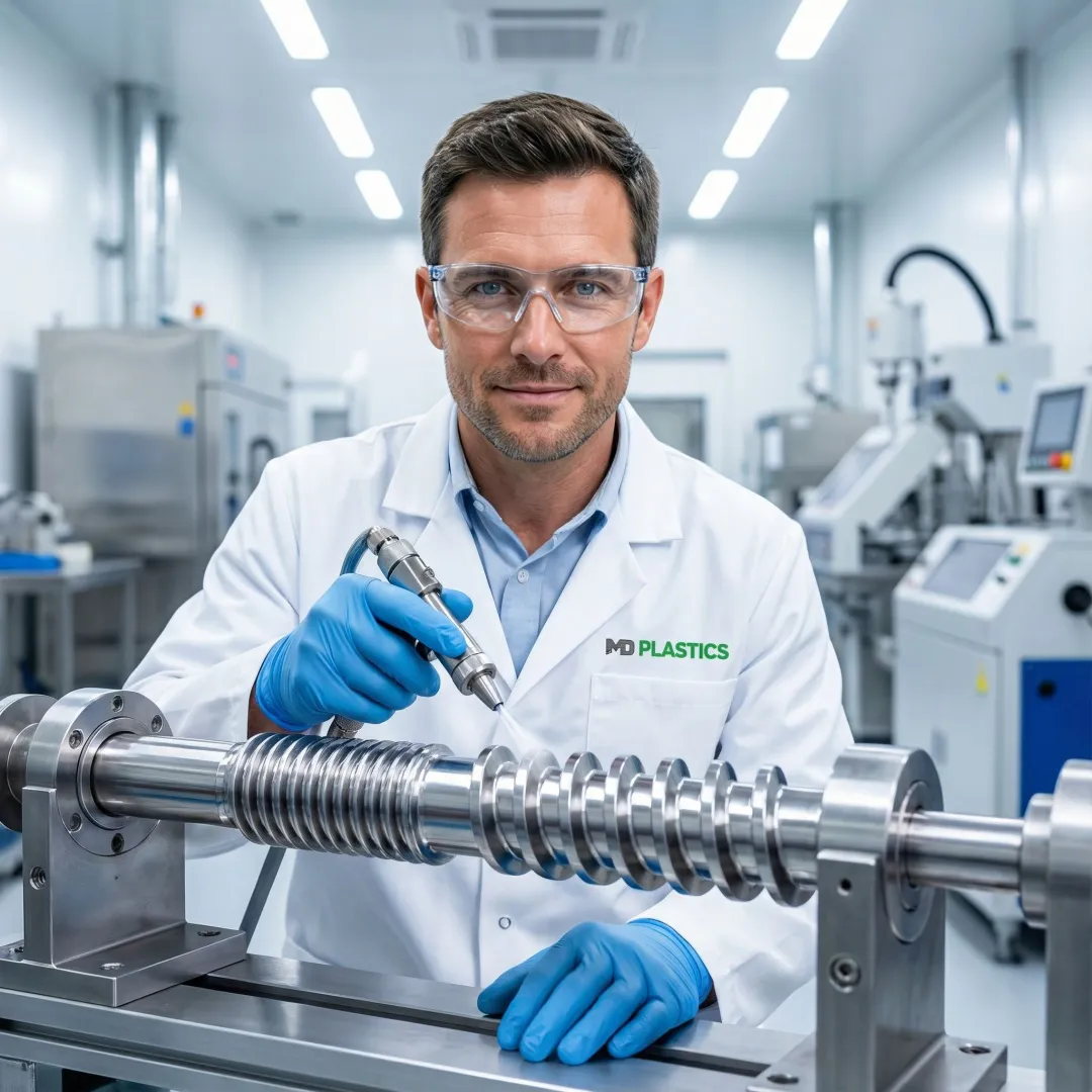 Injection molding screw repair with advanced surface treatment