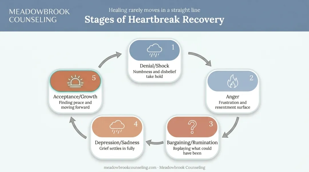 Five stages of heartbreak recovery from denial to acceptance