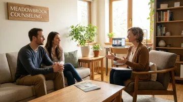 Meadowbrook Counseling therapist meeting with couple during in-person session