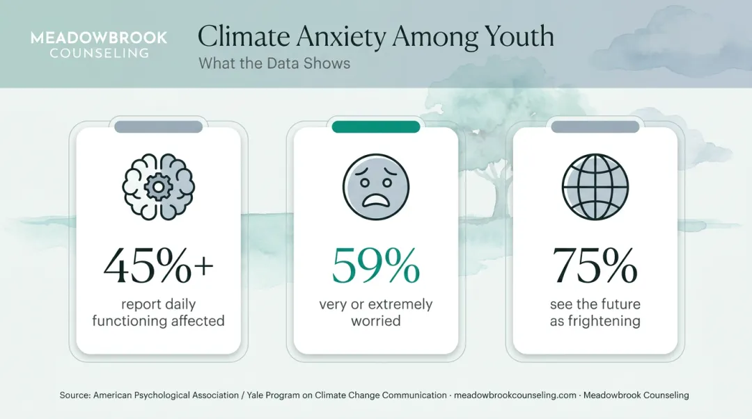 Statistics on climate anxiety impact among young people ages 16-25