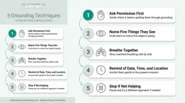 5-step grounding technique guide for supporting someone during a PTSD episode