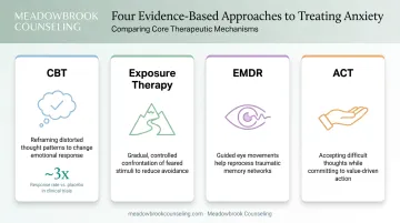 Comparison of four common anxiety therapy techniques CBT exposure EMDR ACT