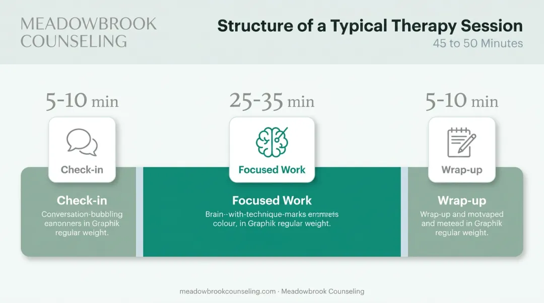 Typical 45-minute anxiety therapy session structure and time breakdown