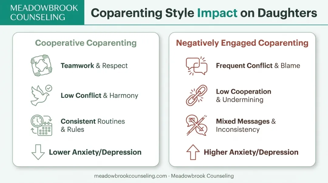 Cooperative versus negatively engaged coparenting outcomes for daughters infographic