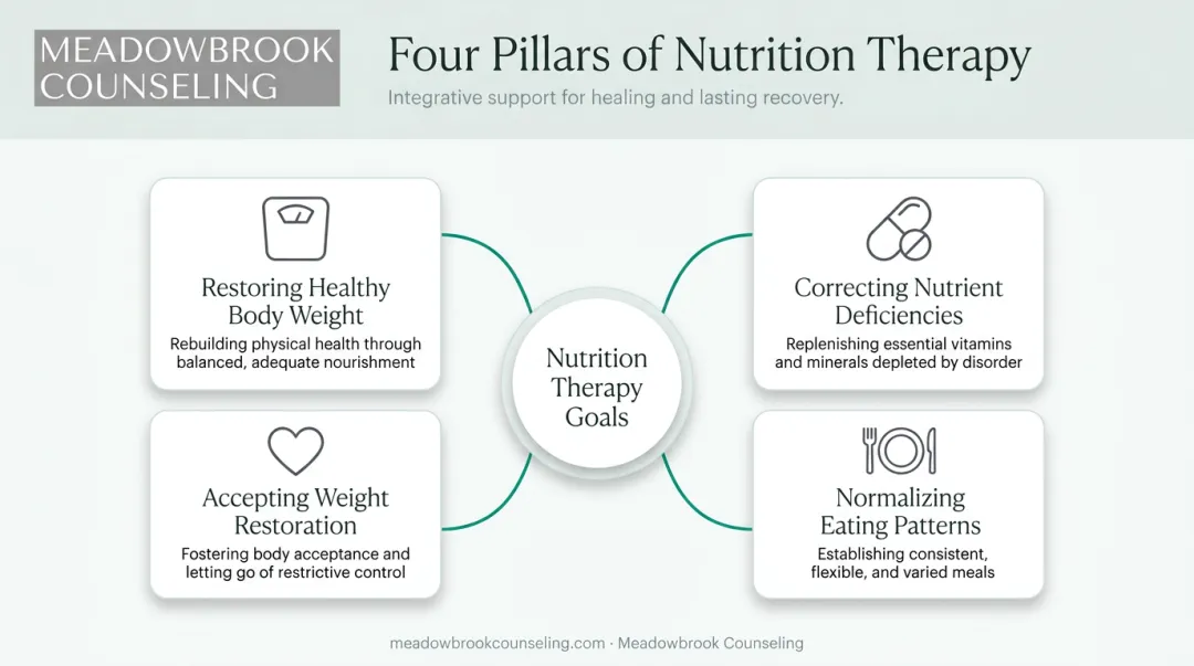 Four core nutrition therapy goals across anorexia nervosa recovery journey