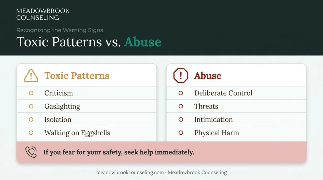 Toxic relationship versus abusive relationship key differences comparison