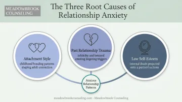 Three root causes of relationship anxiety infographic breakdown