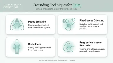 Four grounding techniques therapists use to interrupt panic and trauma triggers