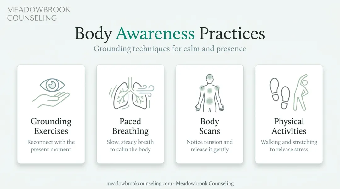 Four body-awareness practices for reconnecting safety after sexual betrayal trauma