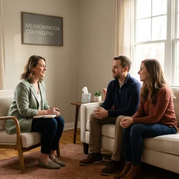 Therapist guiding a couple through counseling