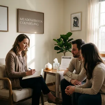 Counselor discussing relationship goals with clients