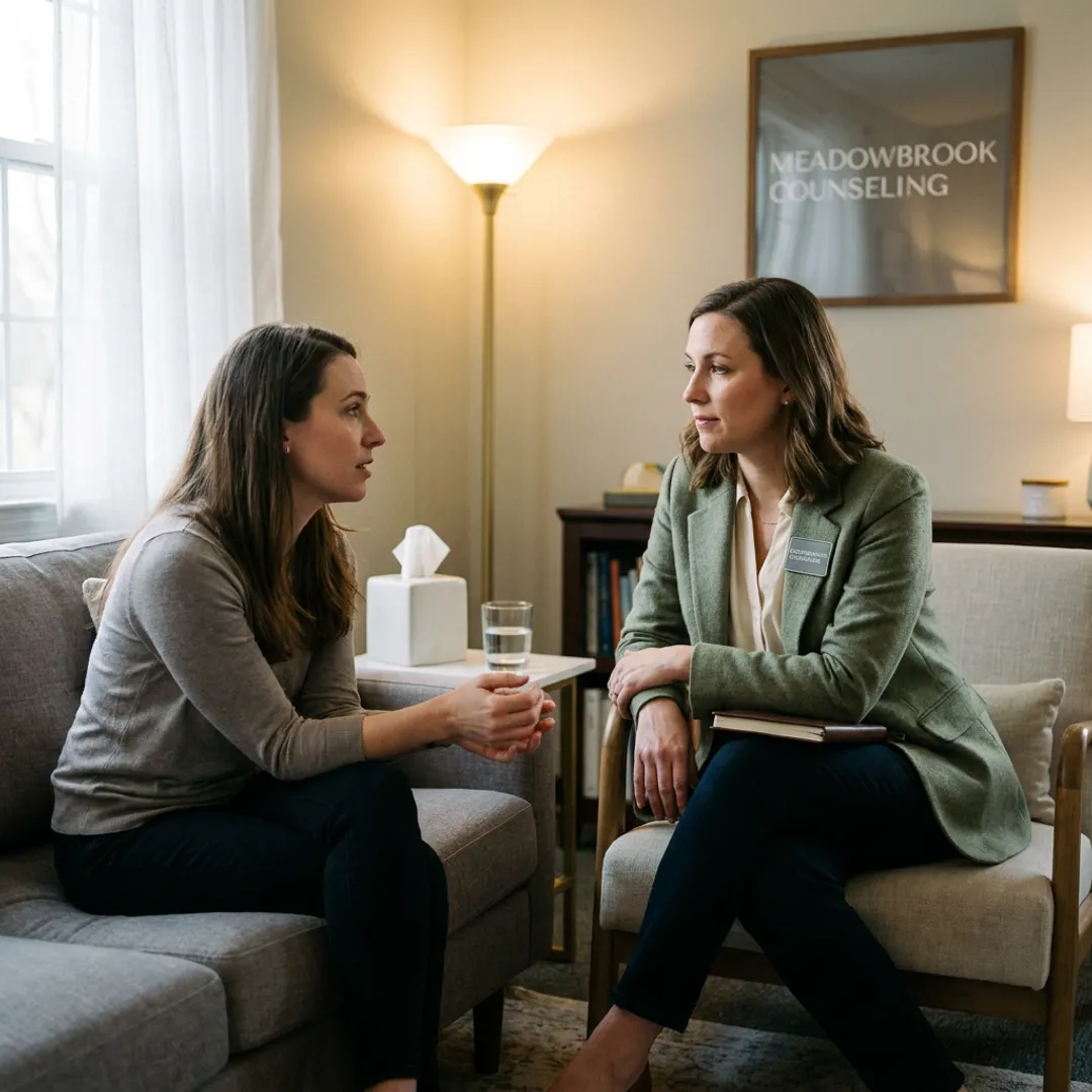 Therapist helping client with toxic relationship support