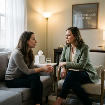 Therapist helping client with toxic relationship support