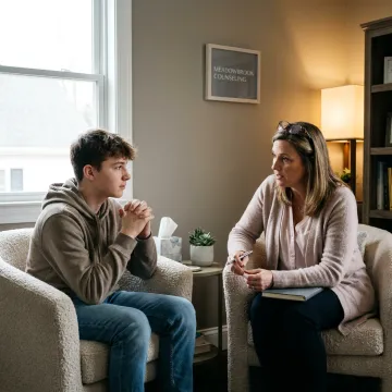 Teen counseling session with therapist