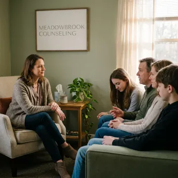 Family therapist guiding a counseling session