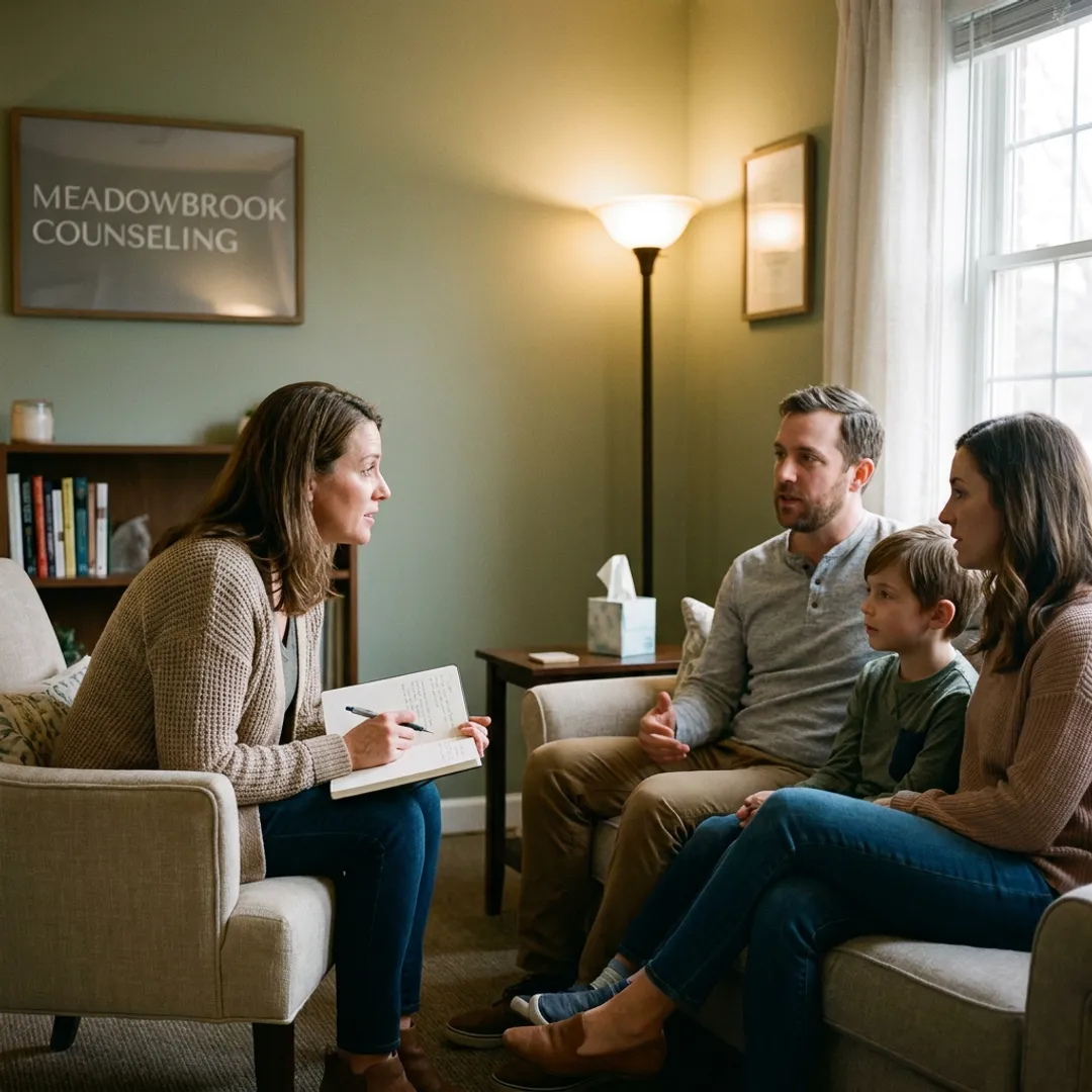 Family counseling session with therapist