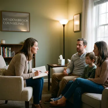 Family counseling session with therapist