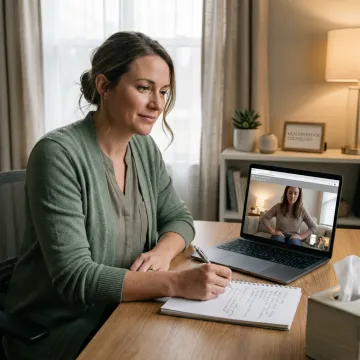 Therapist guiding online EMDR session