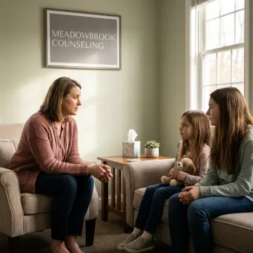 Therapist supporting a grieving child and teen