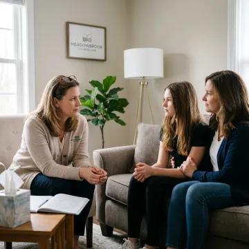 Mother and daughter in therapy session