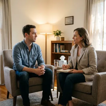 Adult client meeting with a behavioral therapist
