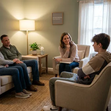 Teen counseling and family therapy session