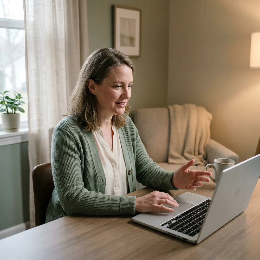 Therapist guiding an online EMDR session