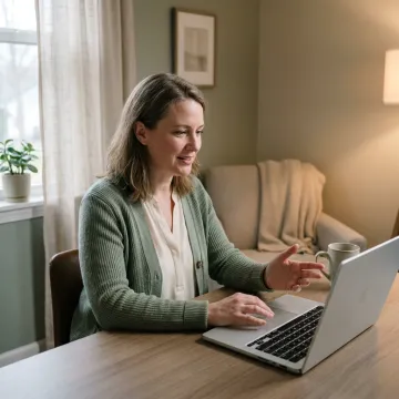 Therapist guiding an online EMDR session