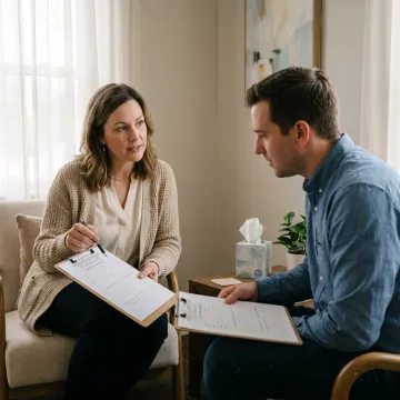 Therapist guiding a client through OCD treatment planning