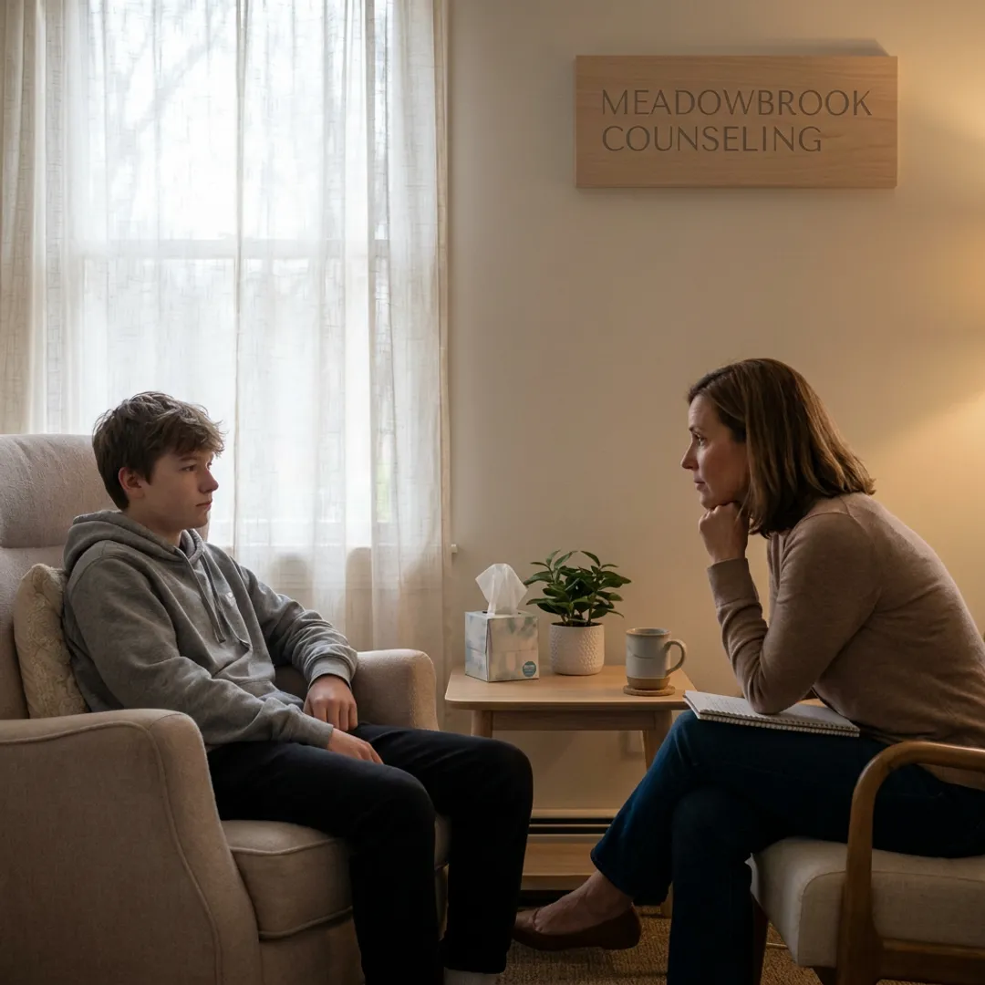 Teen counseling session with therapist