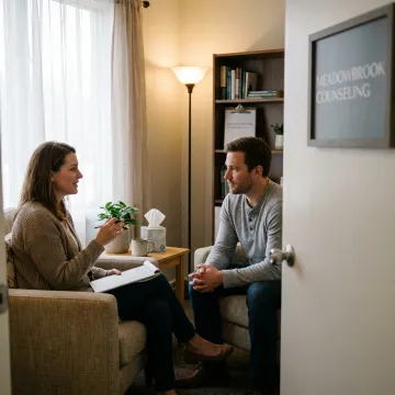 Therapist supporting a client during anxiety and depression counseling