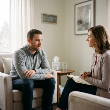 Men's therapy session in Seattle counseling office