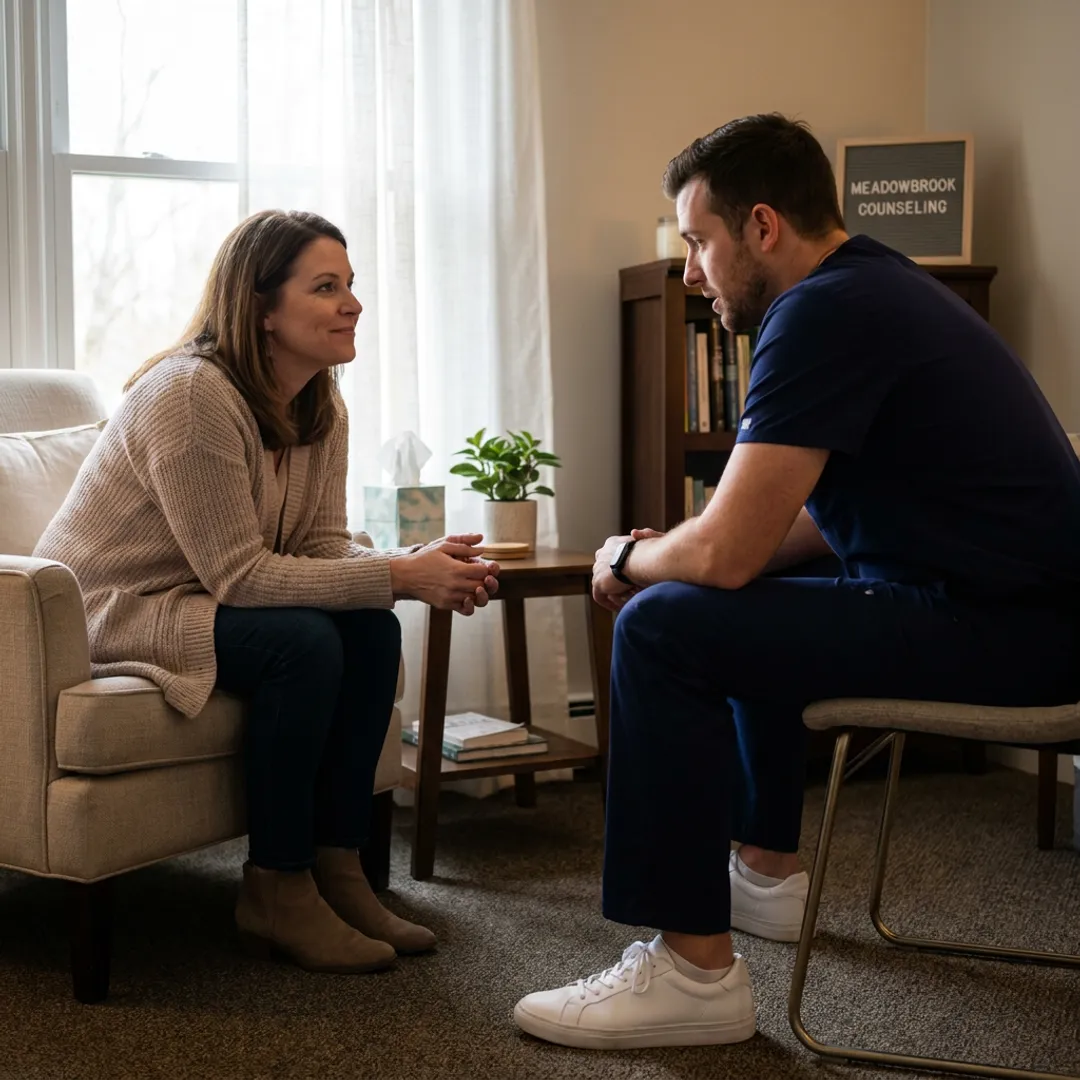 Therapist supporting a healthcare professional in session