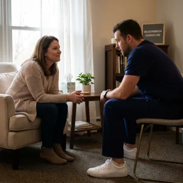 Therapist supporting a healthcare professional in session